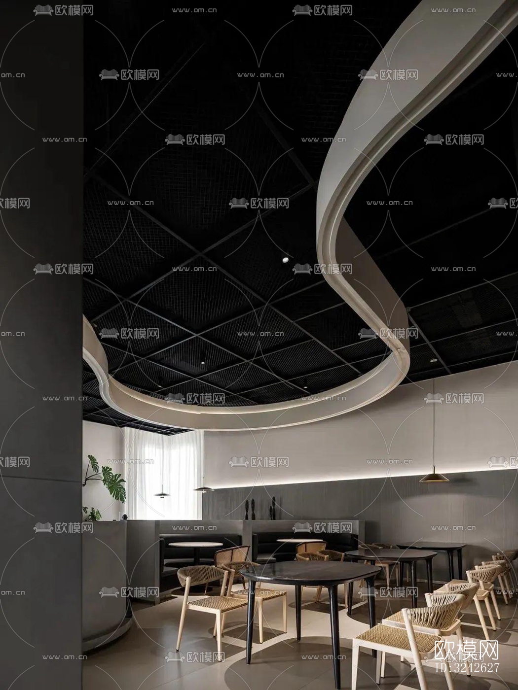 新中式中餐厅效果图下载（渲染图2）