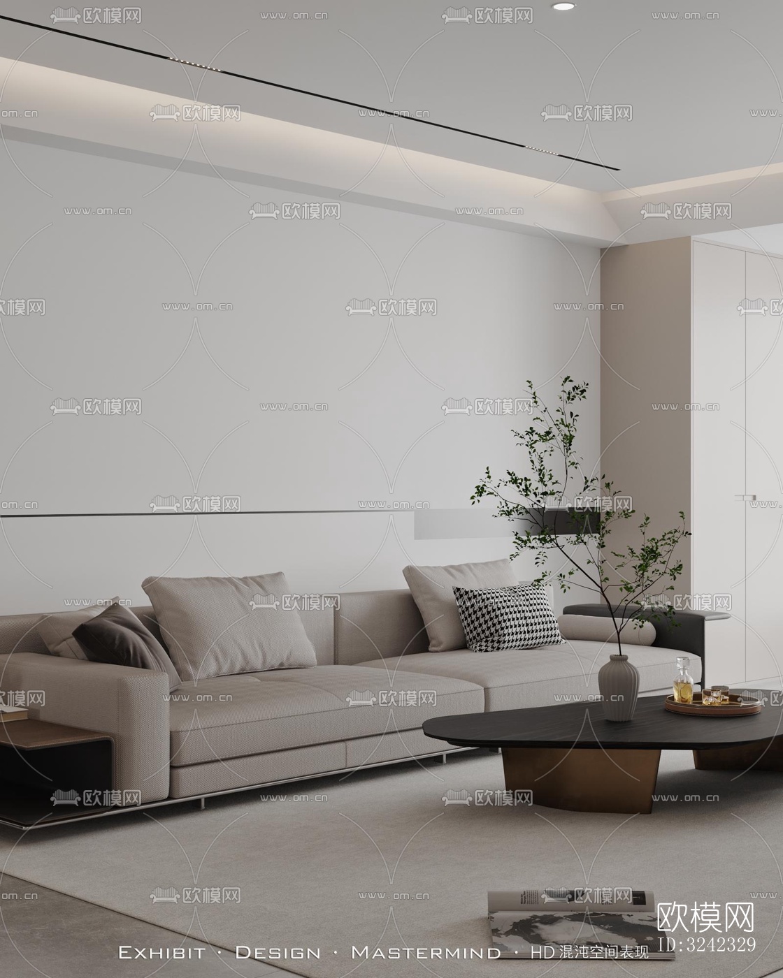 现代客餐厅效果图下载（渲染图2）