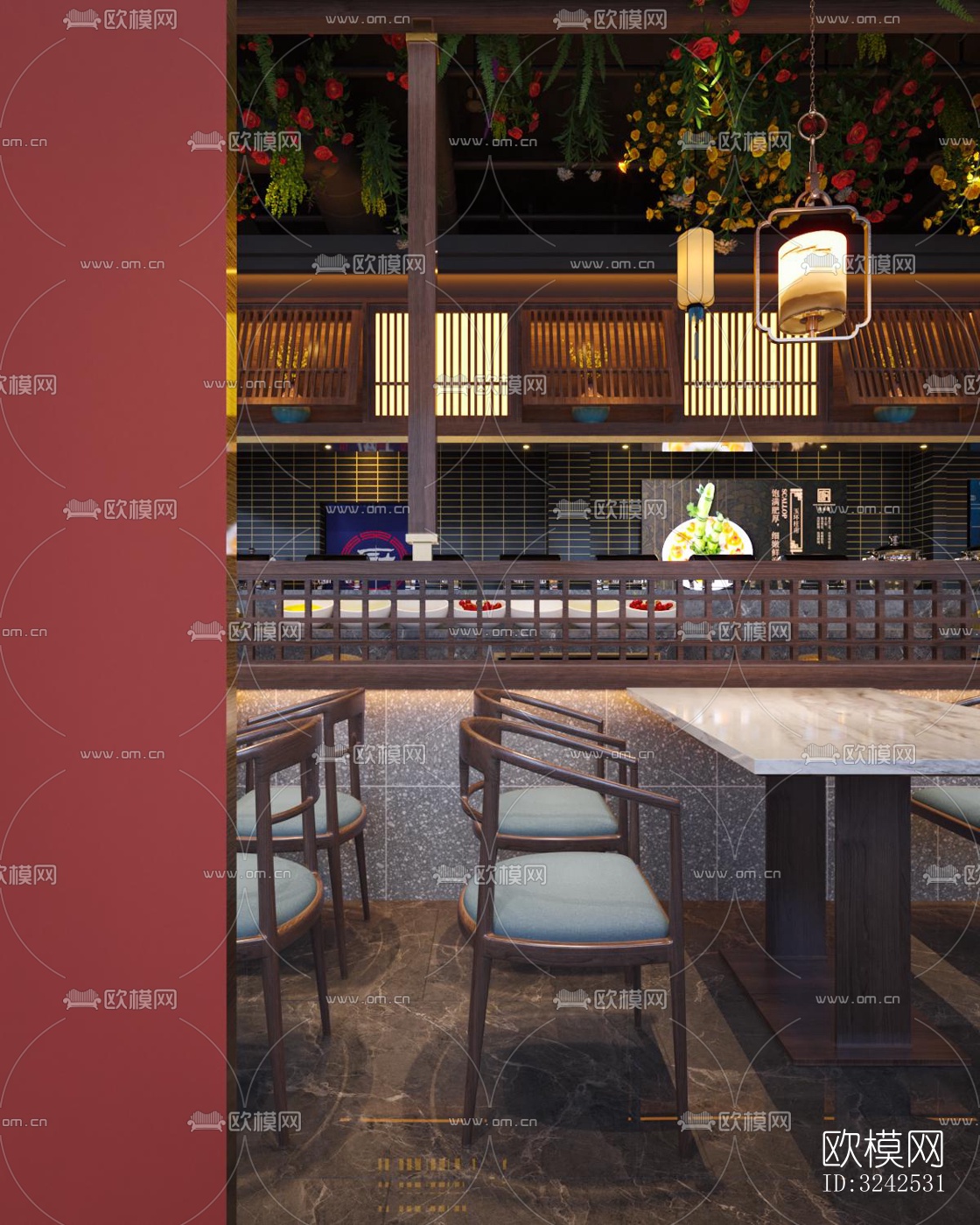 中式中餐厅效果图下载（渲染图12）