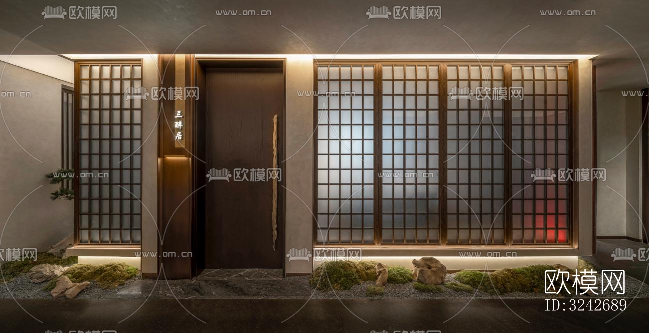 新中式中餐厅效果图下载（渲染图5）