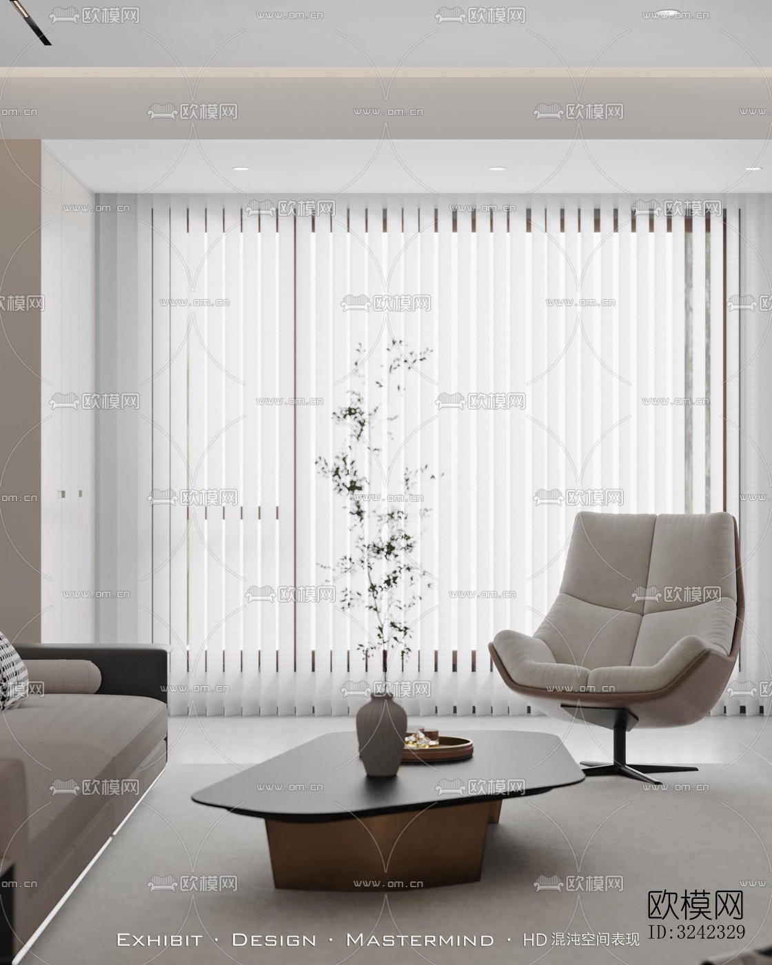 现代客餐厅效果图下载（渲染图1）