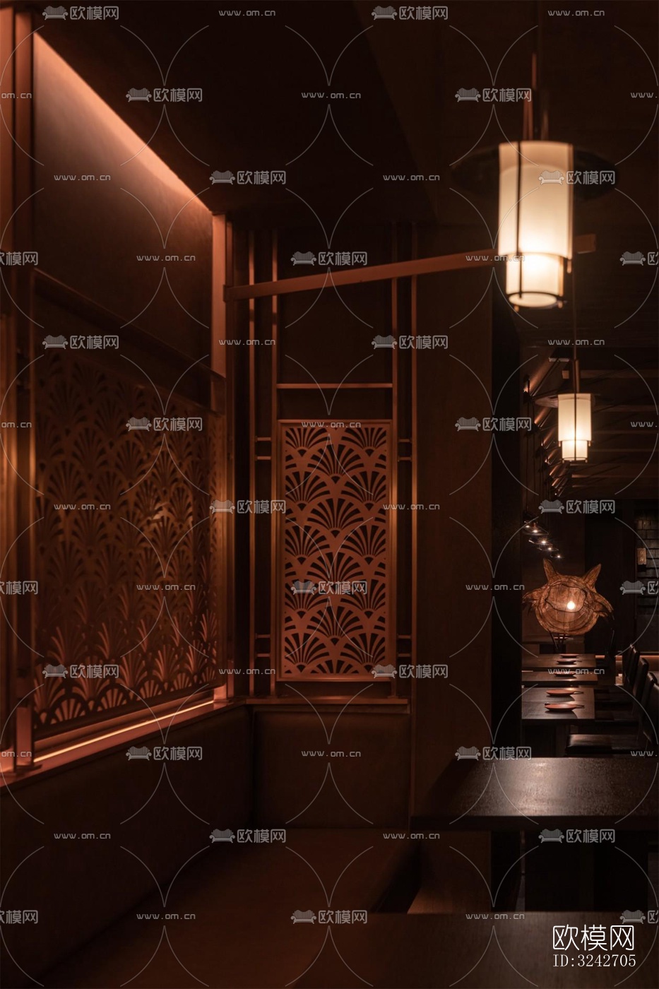 新中式中餐厅效果图下载（渲染图5）