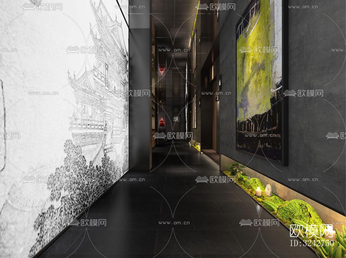 新中式中餐厅效果图下载（渲染图10）