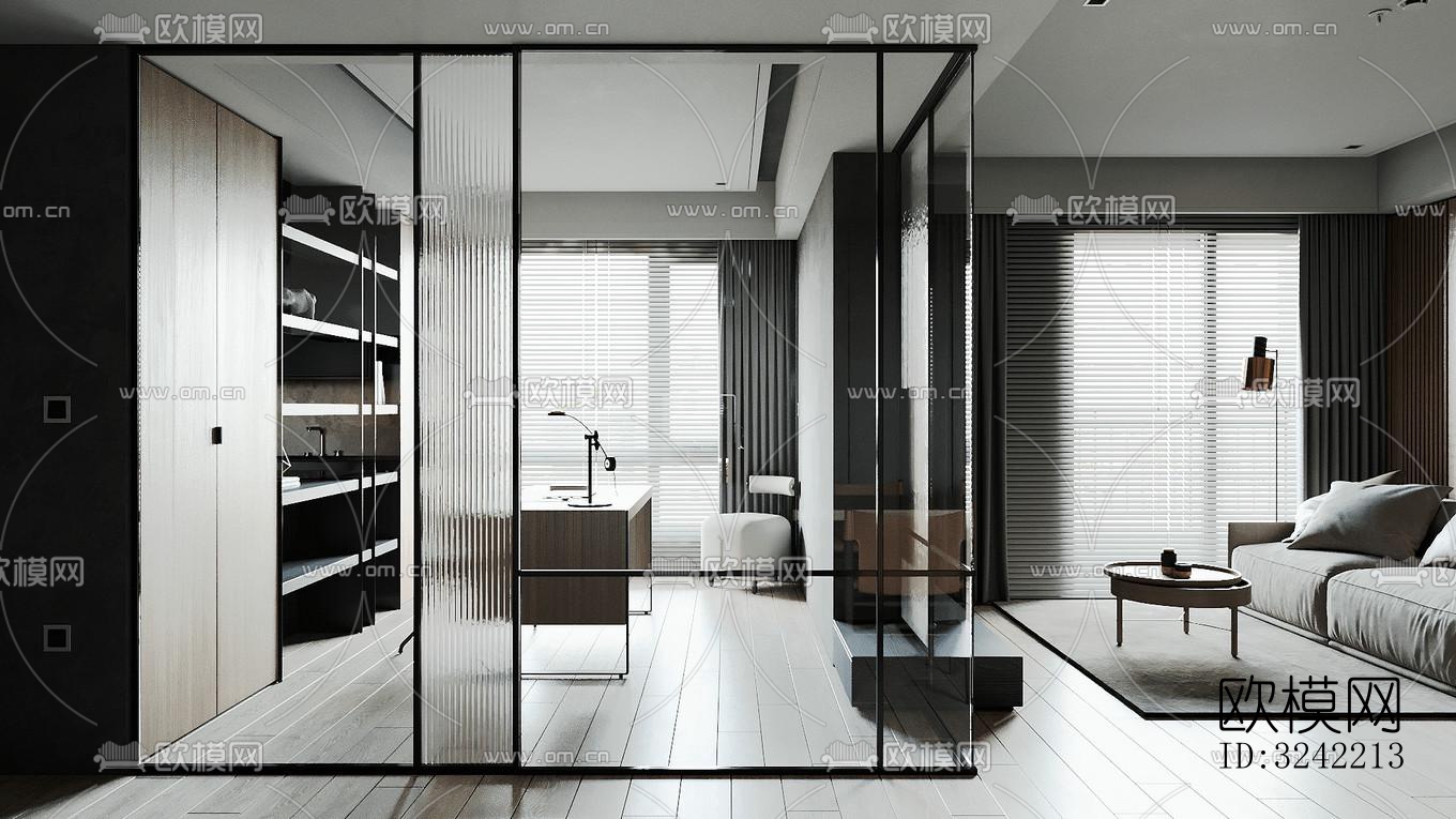 现代客餐厅效果图下载（渲染图4）