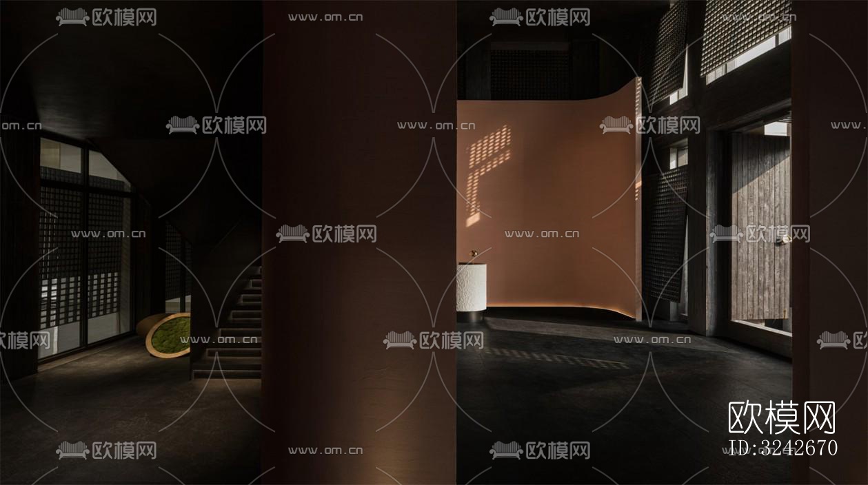 新中式中餐厅效果图下载（渲染图19）