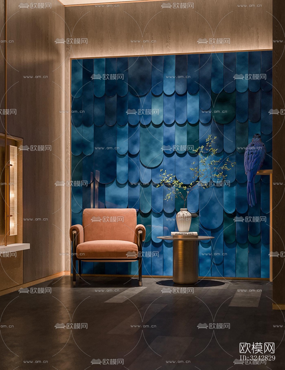 新中式中餐厅效果图下载（渲染图12）