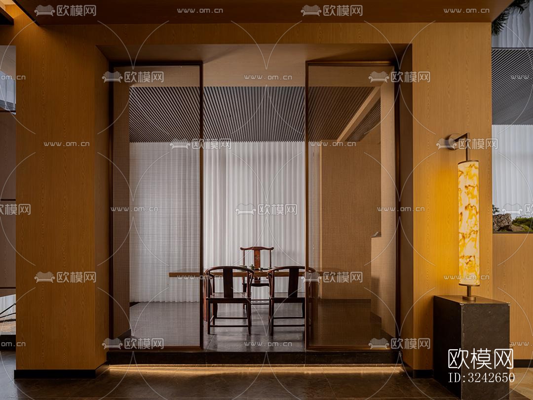 新中式中餐厅效果图下载（渲染图2）