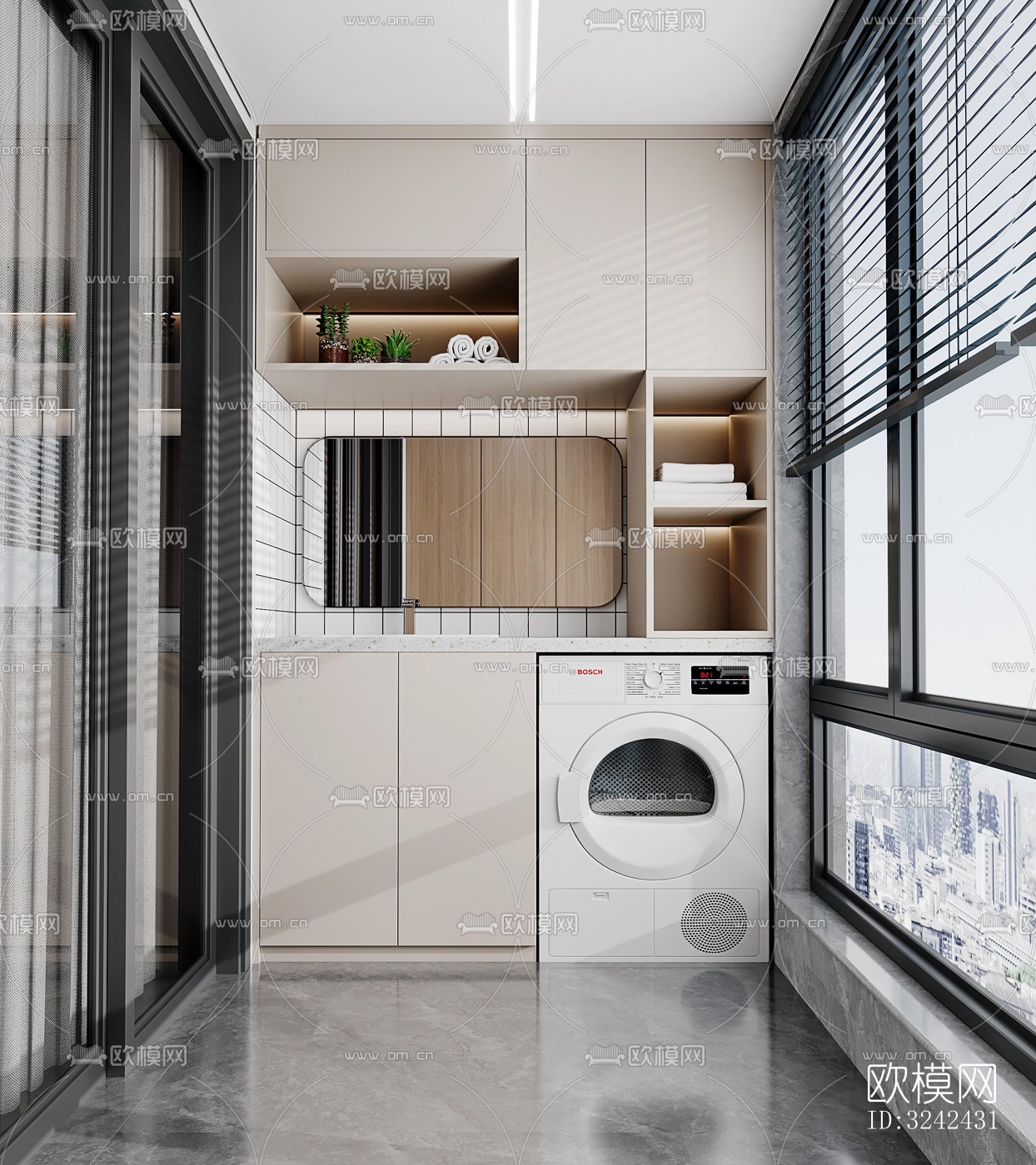 现代阳台花园效果图下载（渲染图4）