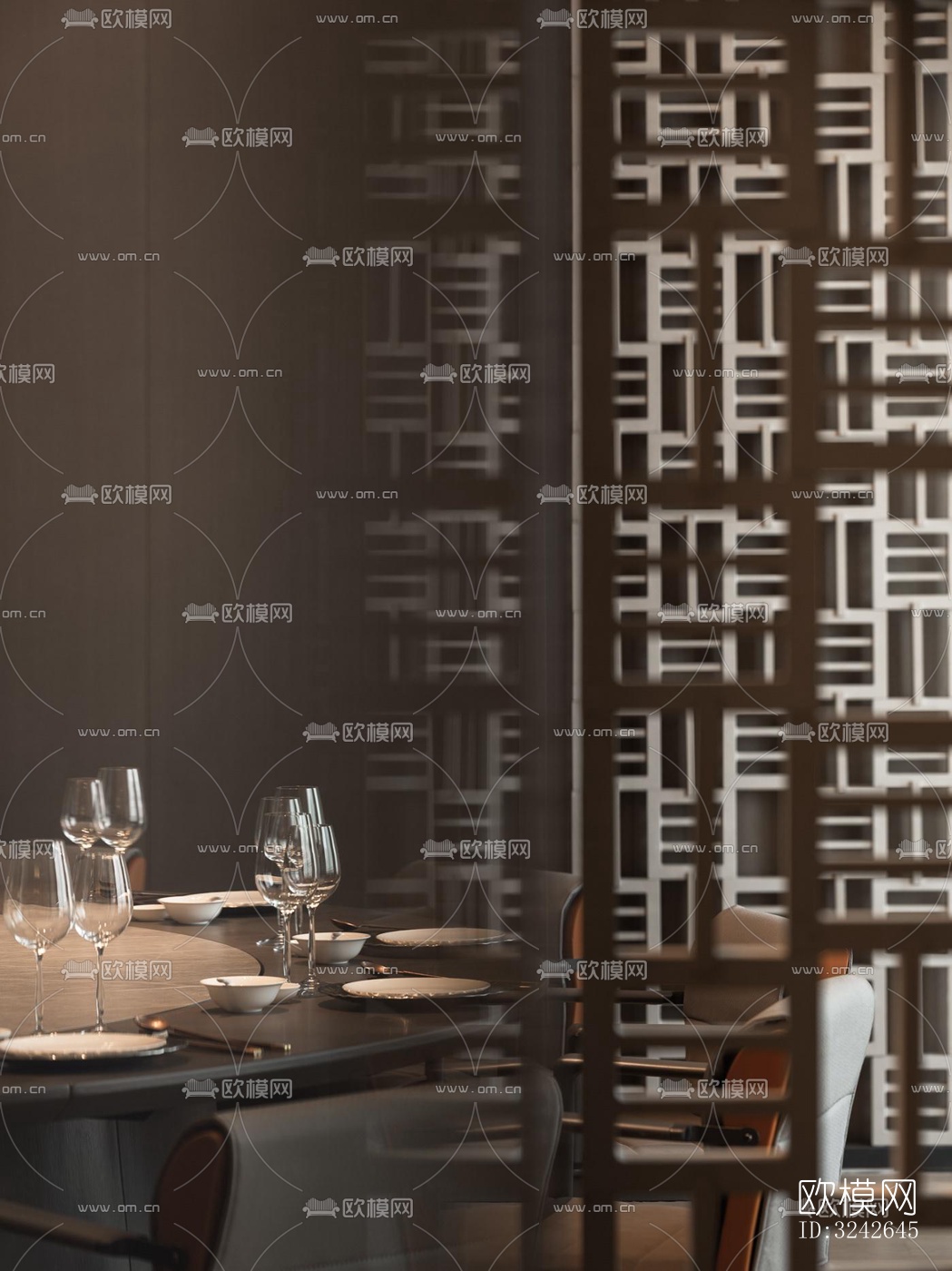 新中式中餐厅效果图下载（渲染图8）