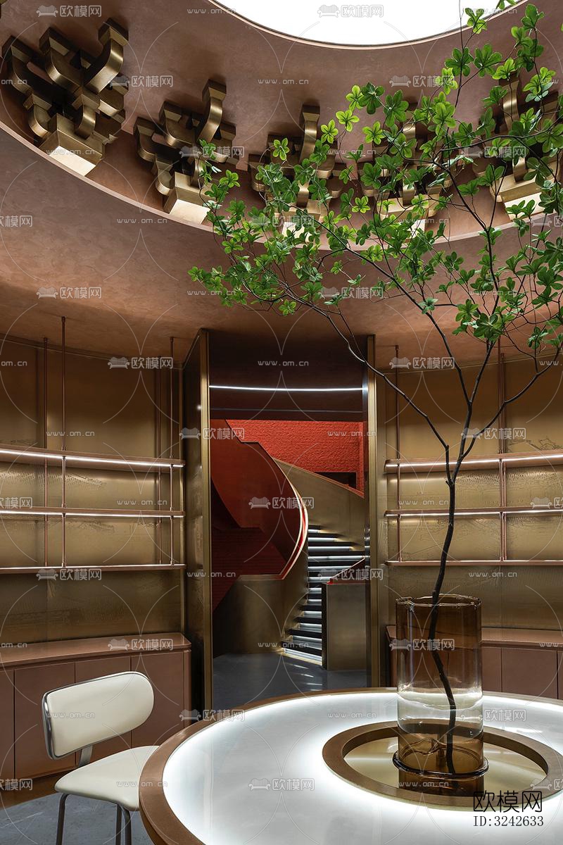 新中式中餐厅效果图下载（渲染图12）