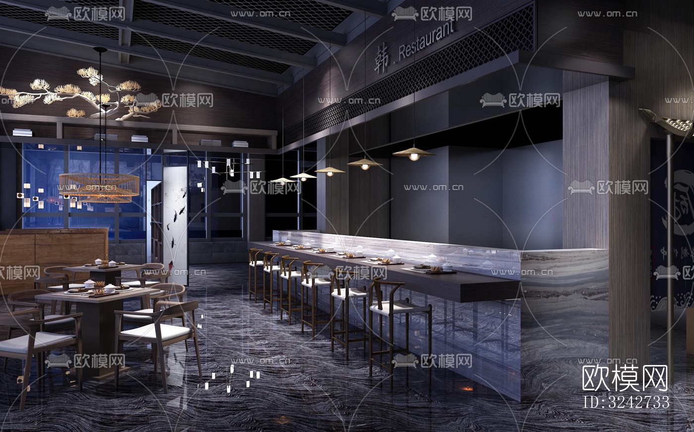 新中式中餐厅效果图下载（渲染图2）