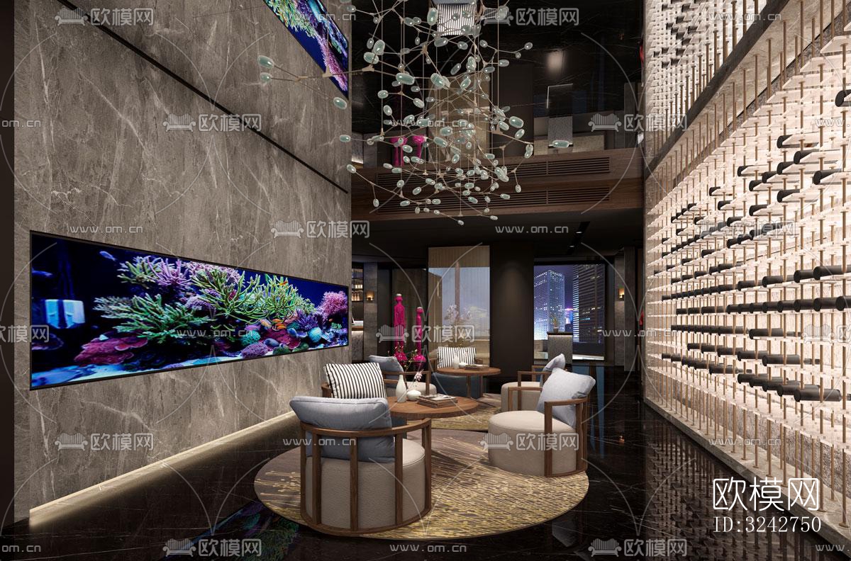 新中式中餐厅效果图下载（渲染图9）