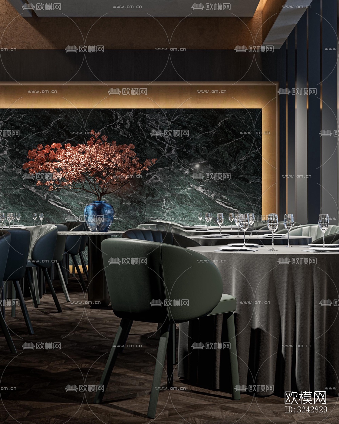 新中式中餐厅效果图下载（渲染图11）