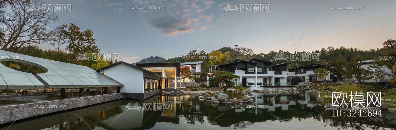 新中式中餐厅效果图下载（渲染图4）