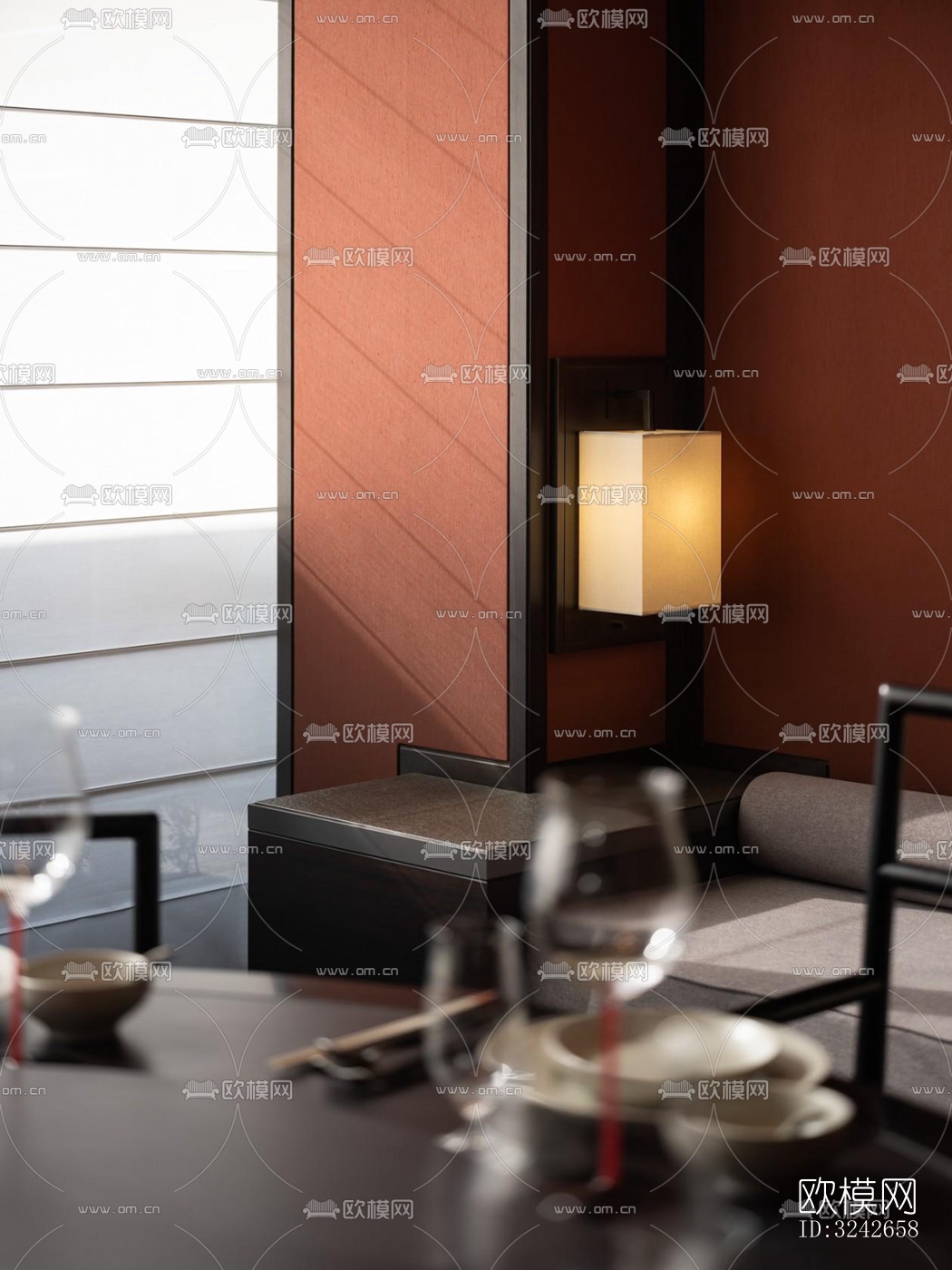 新中式中餐厅效果图下载（渲染图5）