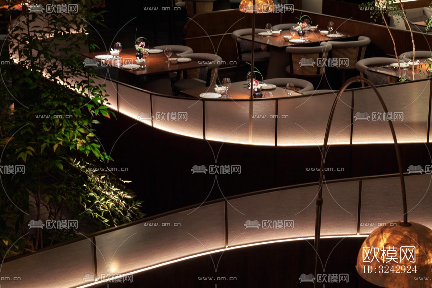 现代中餐厅效果图下载（渲染图2）