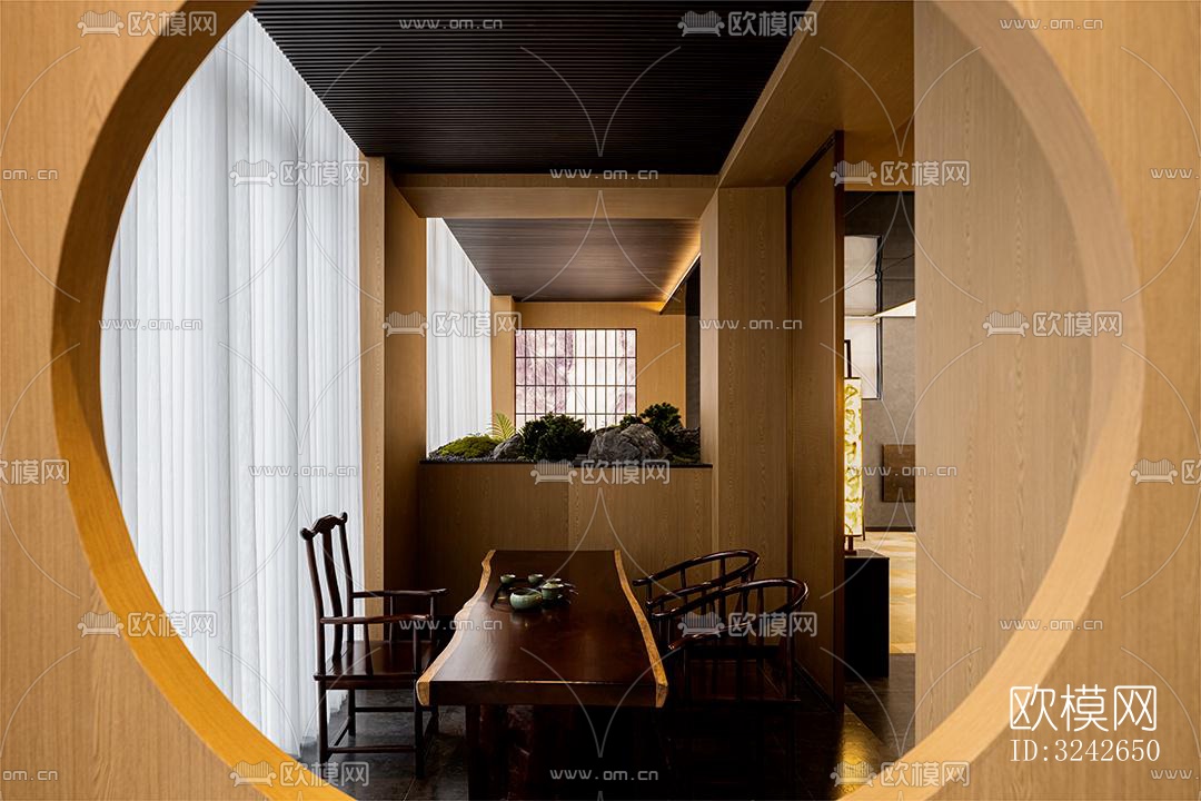 新中式中餐厅效果图下载（渲染图3）