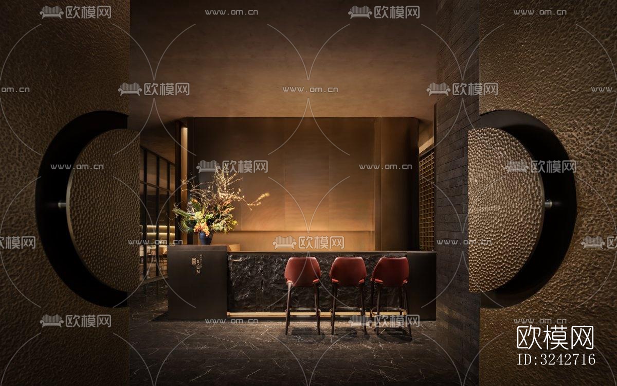 新中式中餐厅效果图下载（渲染图14）