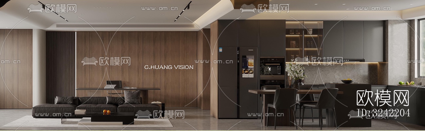 现代客餐厅效果图下载（渲染图5）