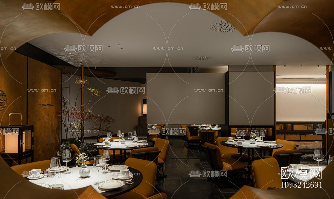 新中式中餐厅效果图下载（渲染图5）