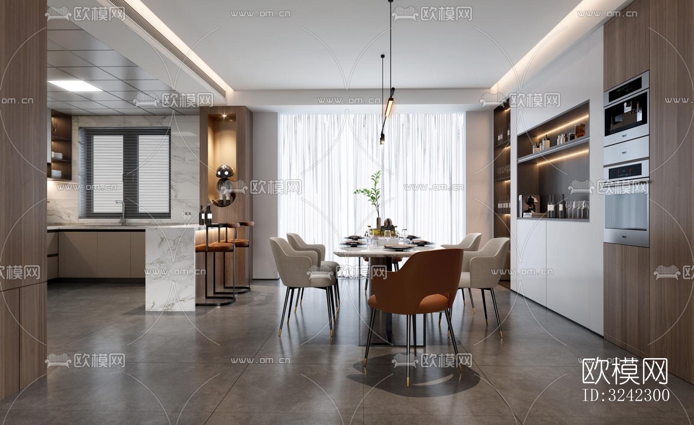 现代客餐厅效果图下载（渲染图6）