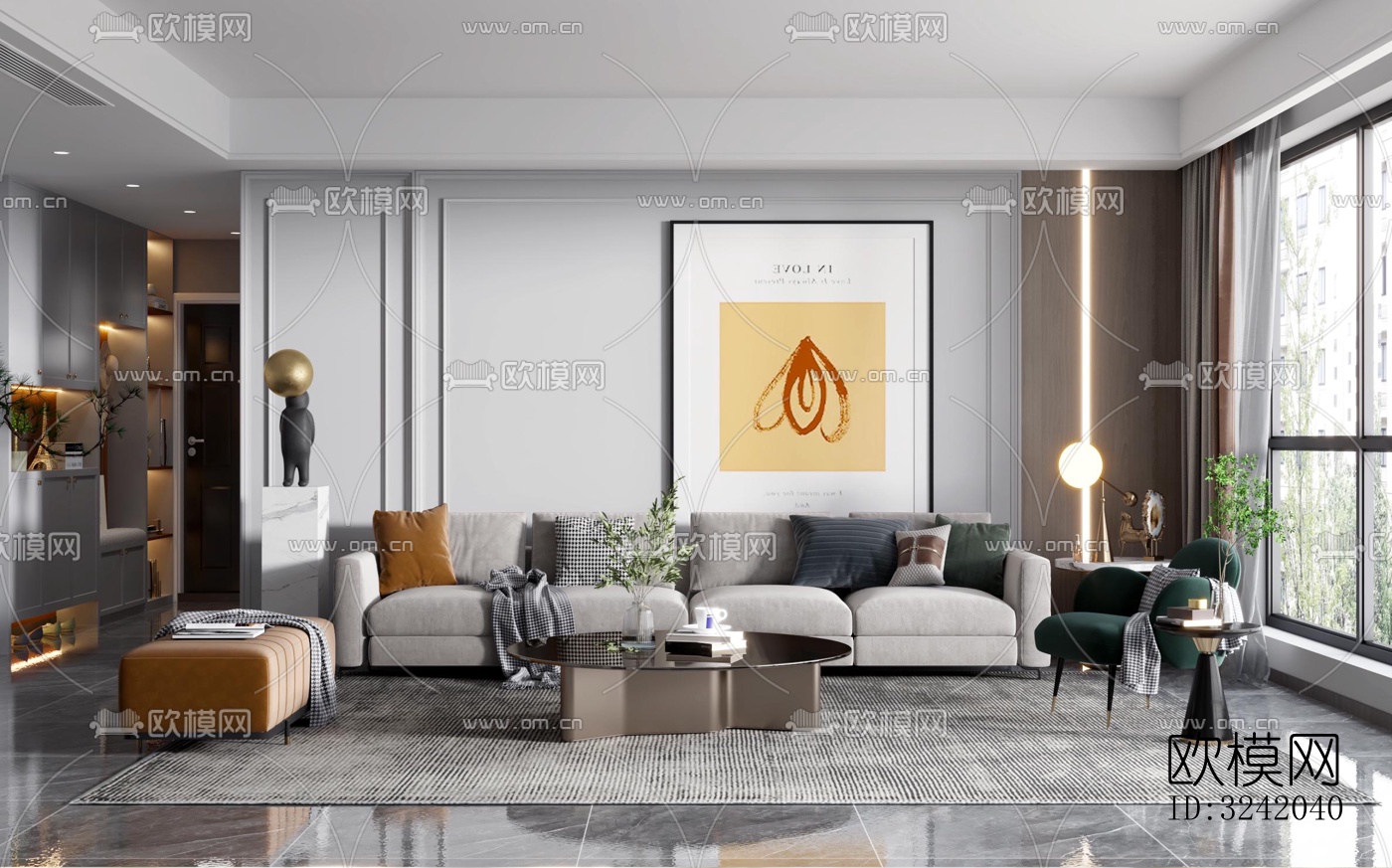 现代客厅效果图下载（渲染图2）