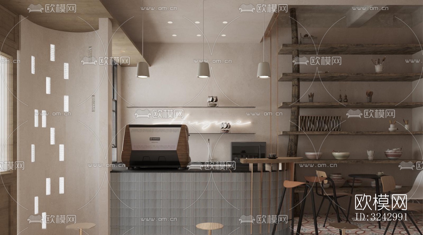 侘寂咖啡奶茶效果图下载（渲染图2）