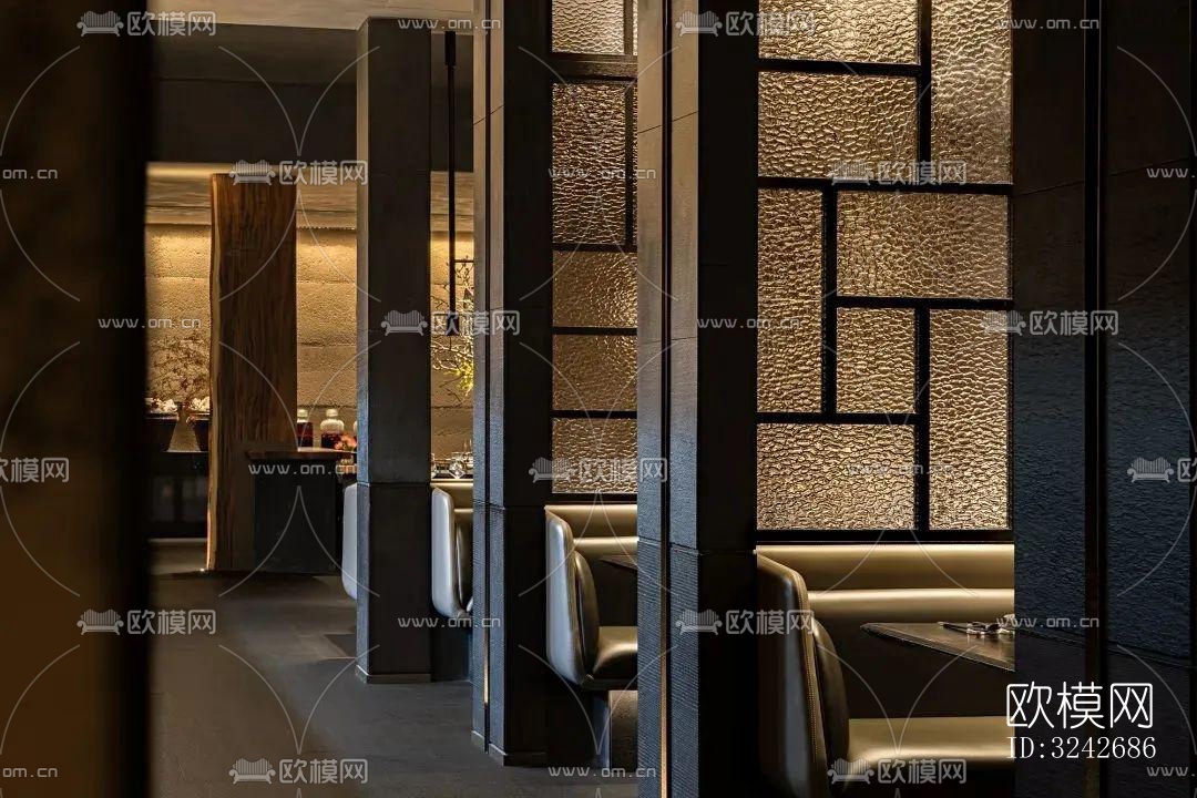 新中式中餐厅效果图下载（渲染图11）