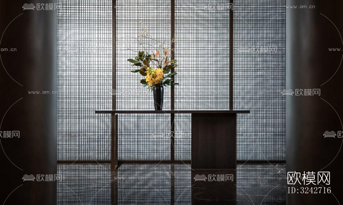 新中式中餐厅效果图下载（渲染图6）