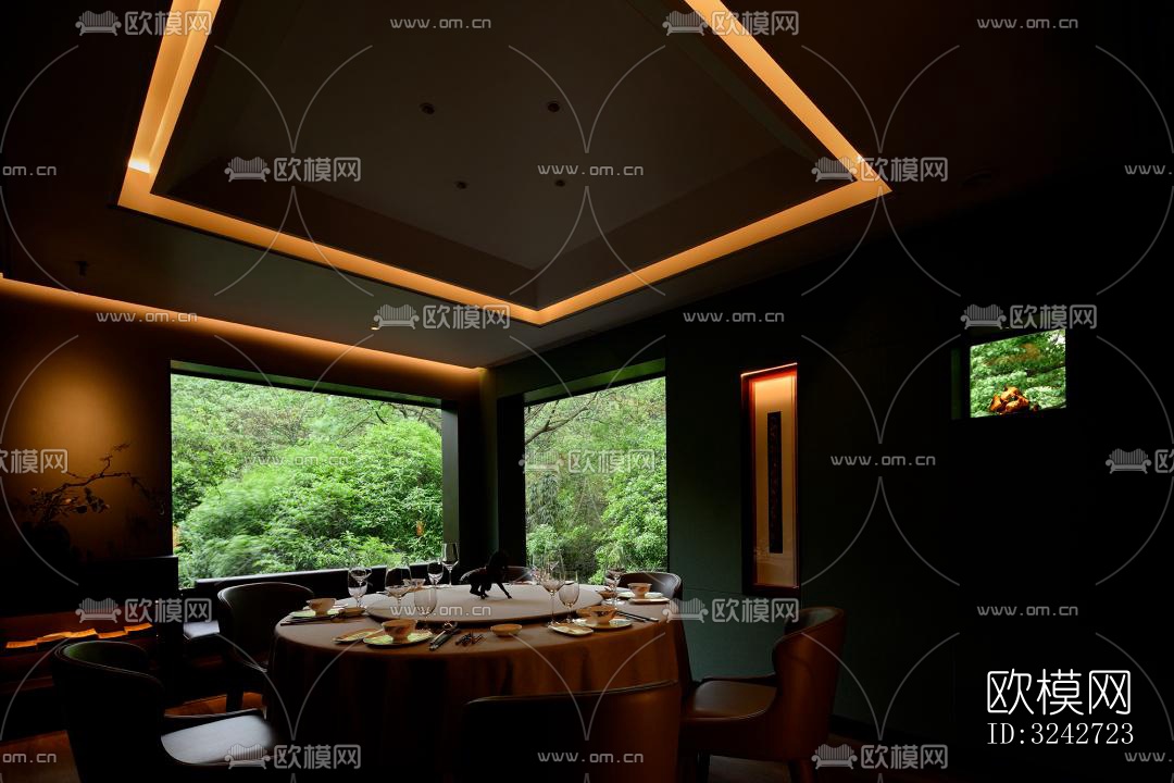 新中式中餐厅效果图下载（渲染图11）