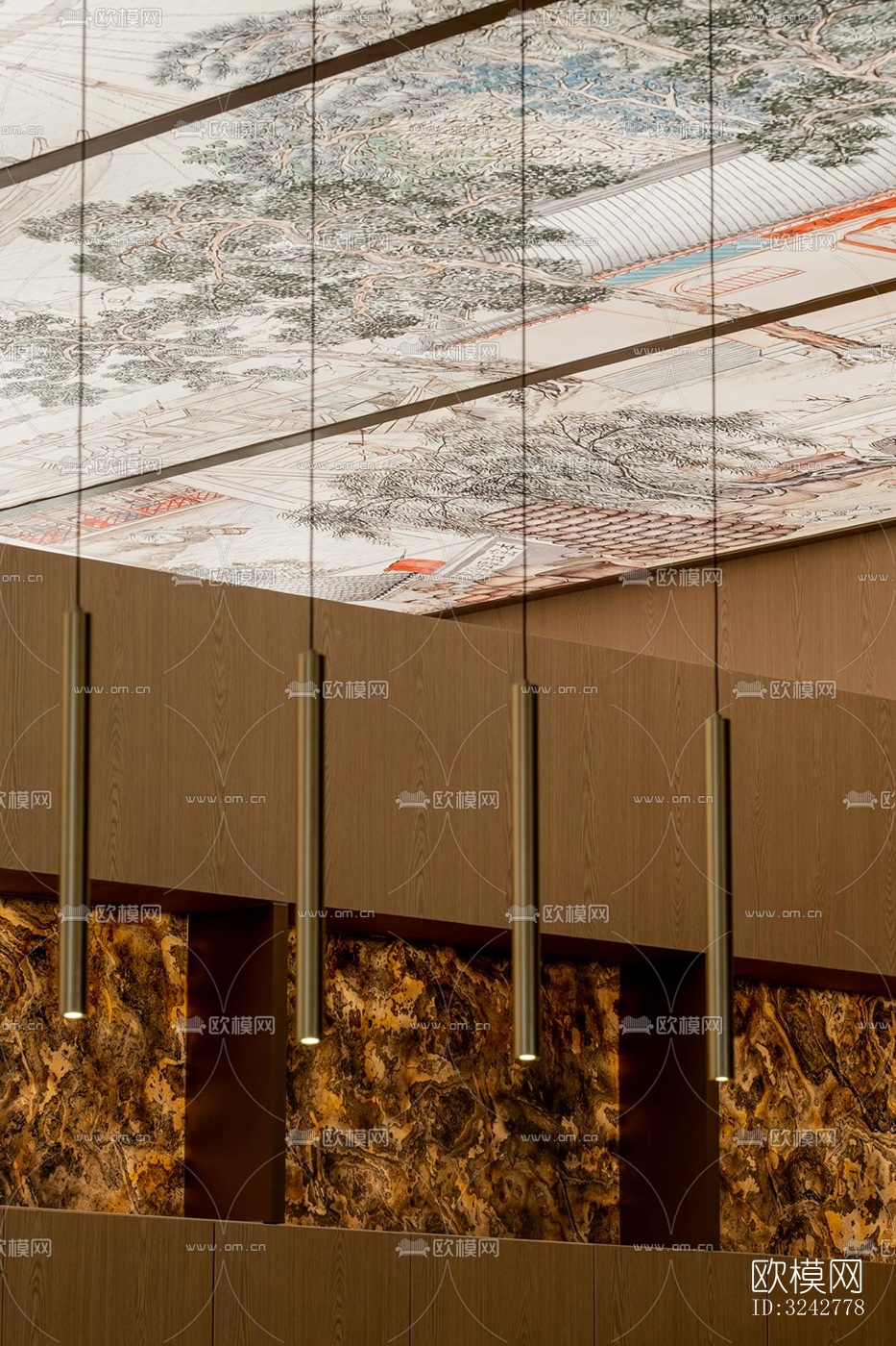 新中式中餐厅效果图下载（渲染图15）