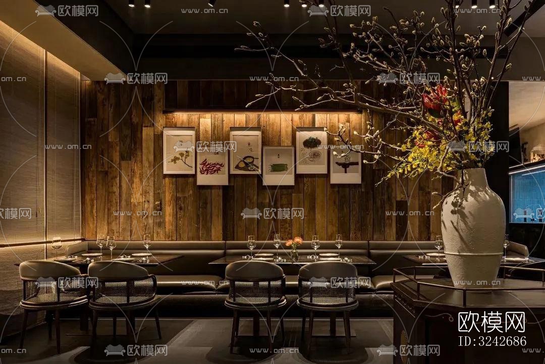 新中式中餐厅效果图下载（渲染图13）