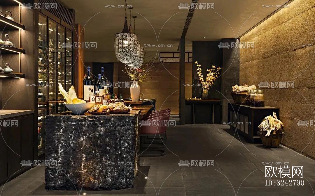 新中式中餐厅效果图下载（渲染图18）