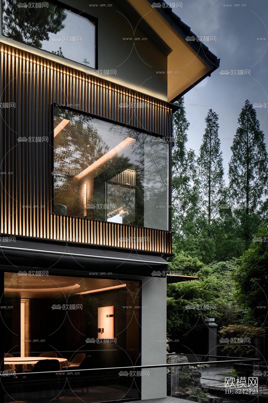 新中式中餐厅效果图下载（渲染图20）