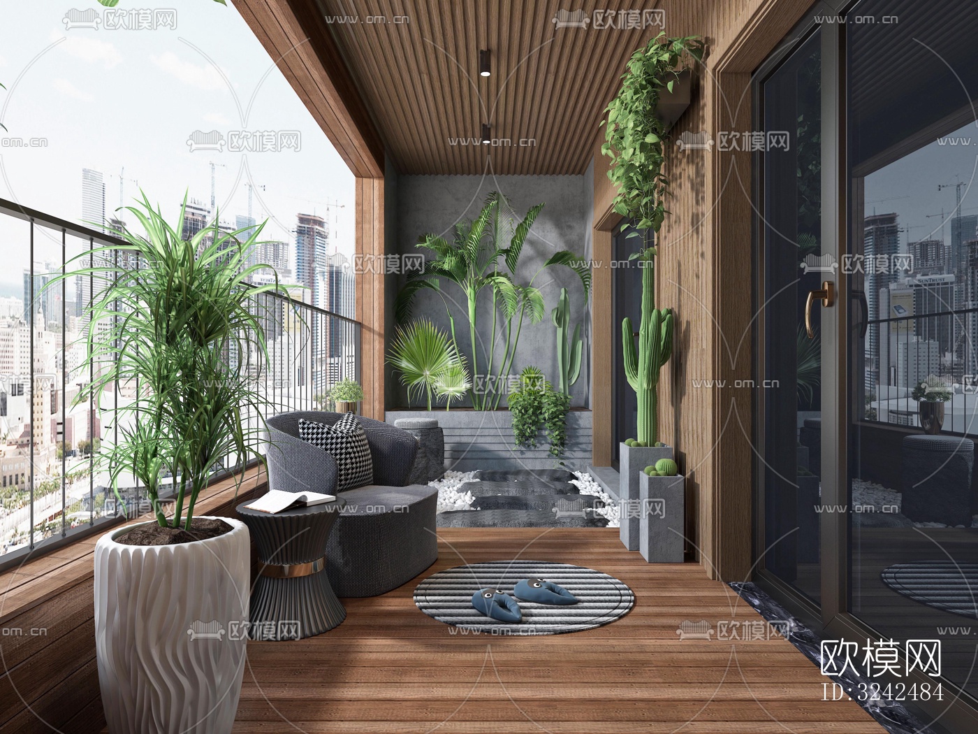 现代阳台花园效果图下载（渲染图2）