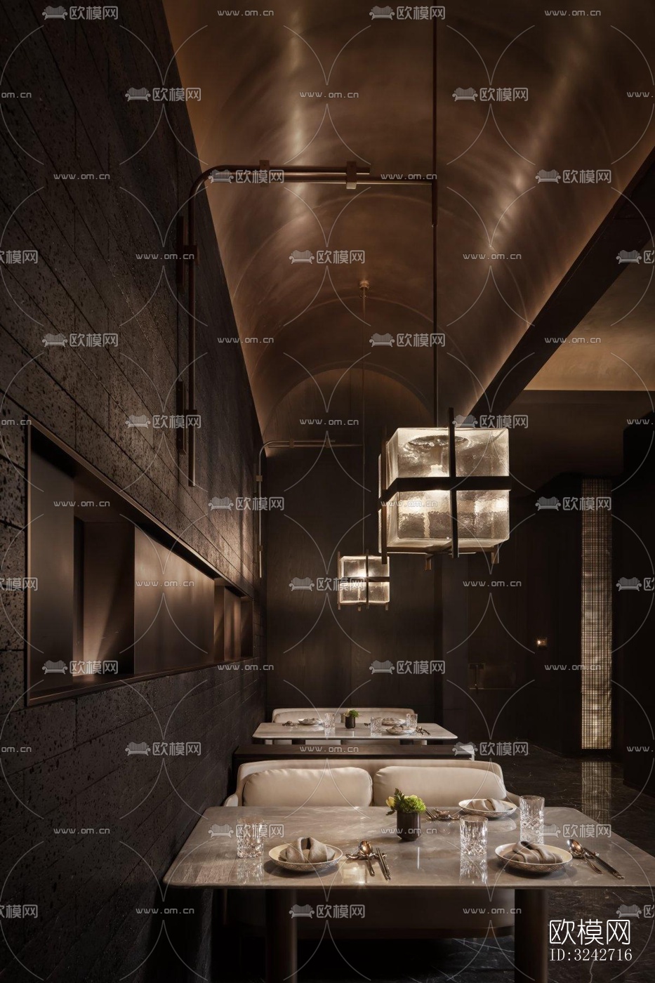 新中式中餐厅效果图下载（渲染图7）