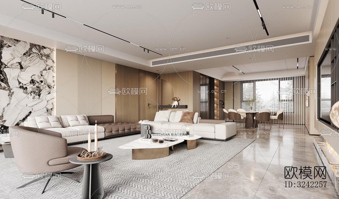 现代客餐厅效果图下载（渲染图3）