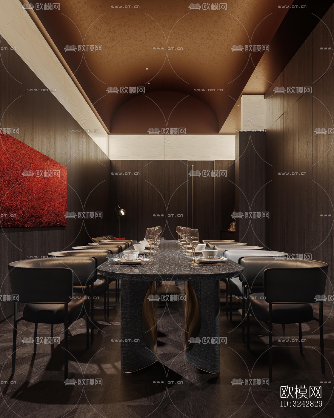 新中式中餐厅效果图下载（渲染图3）