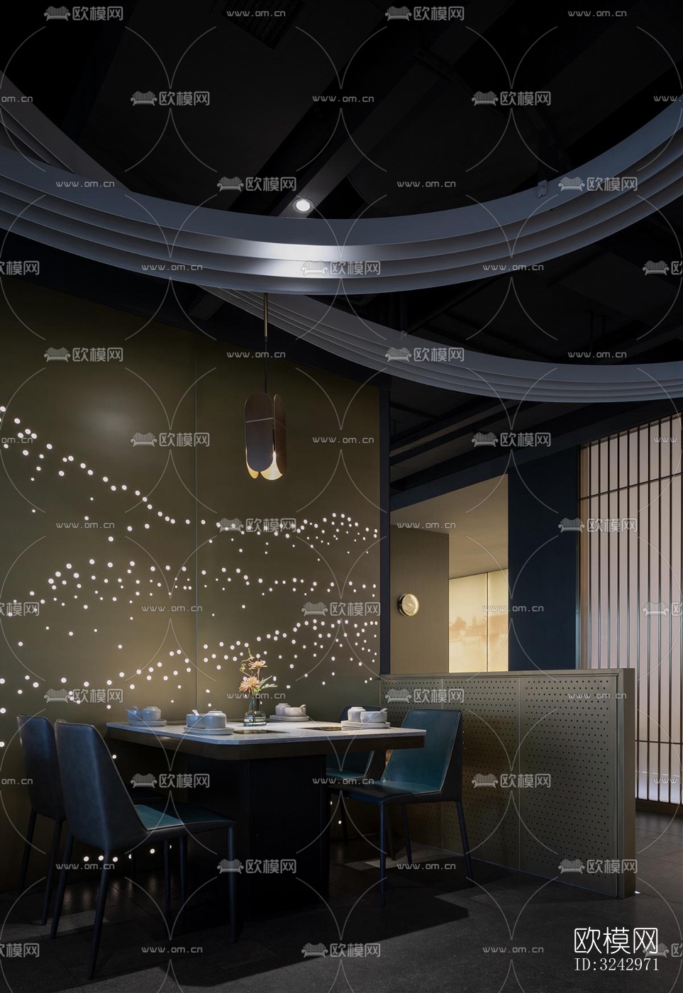 现代中餐厅效果图下载（渲染图7）