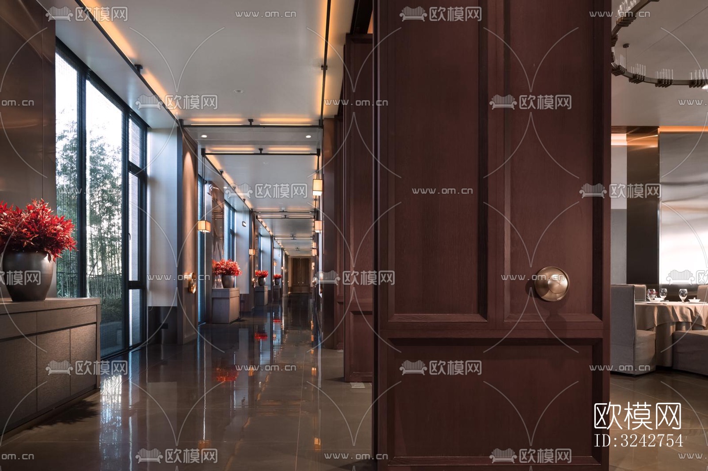 新中式中餐厅效果图下载（渲染图4）