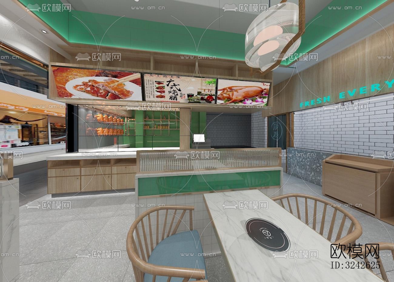 新中式中餐厅效果图下载（渲染图6）