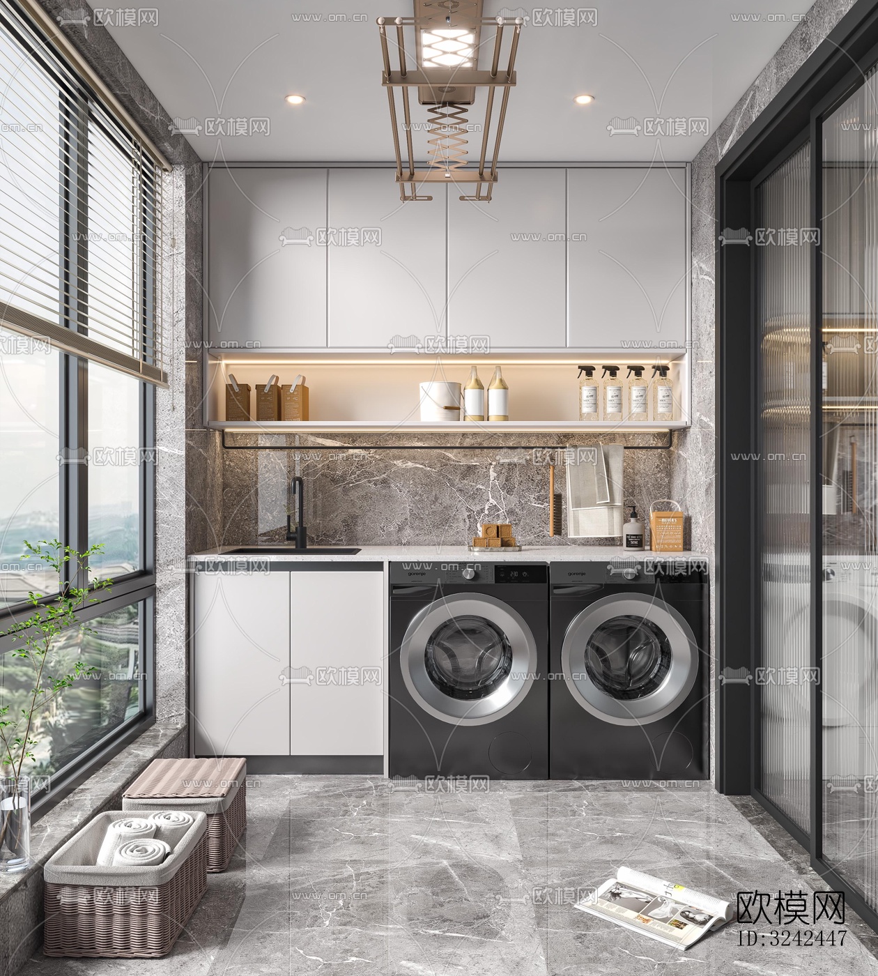 现代阳台花园效果图下载（渲染图3）