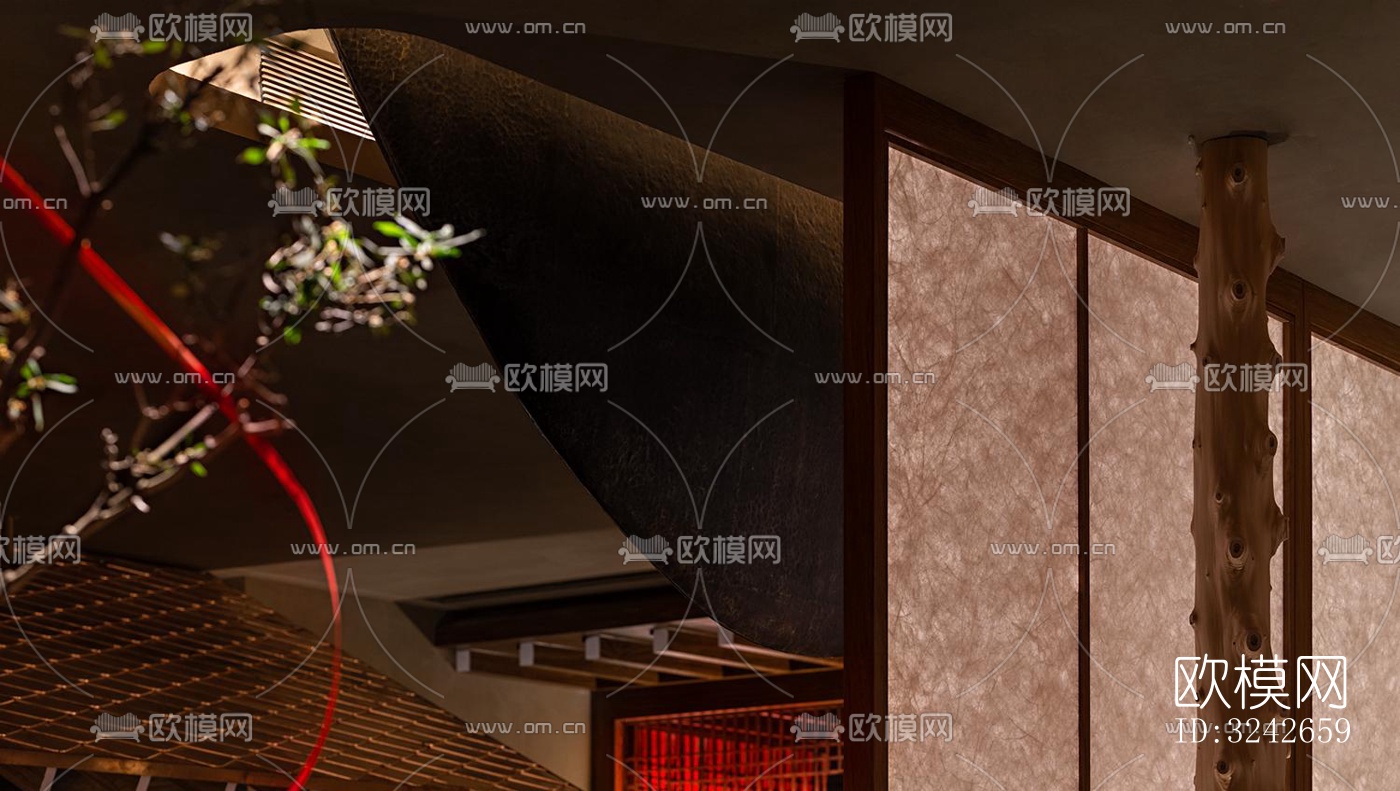 新中式中餐厅效果图下载（渲染图4）