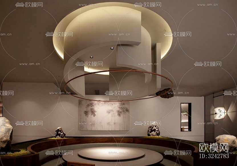 新中式中餐厅效果图下载(渲染图10)
