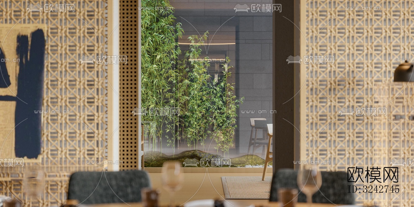 新中式中餐厅效果图下载（渲染图7）