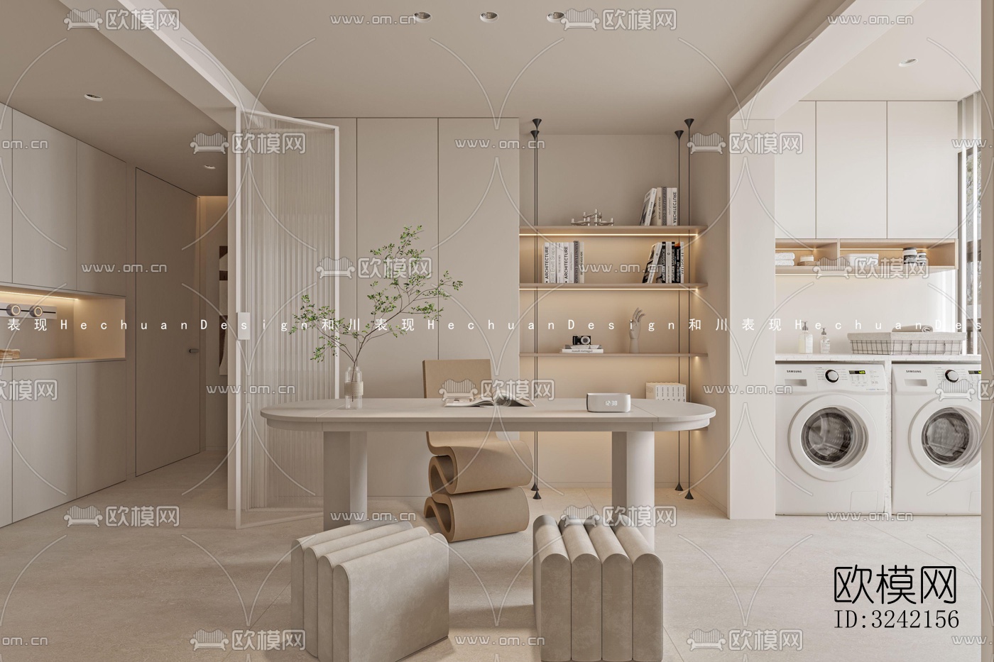 现代客餐厅效果图下载（渲染图6）