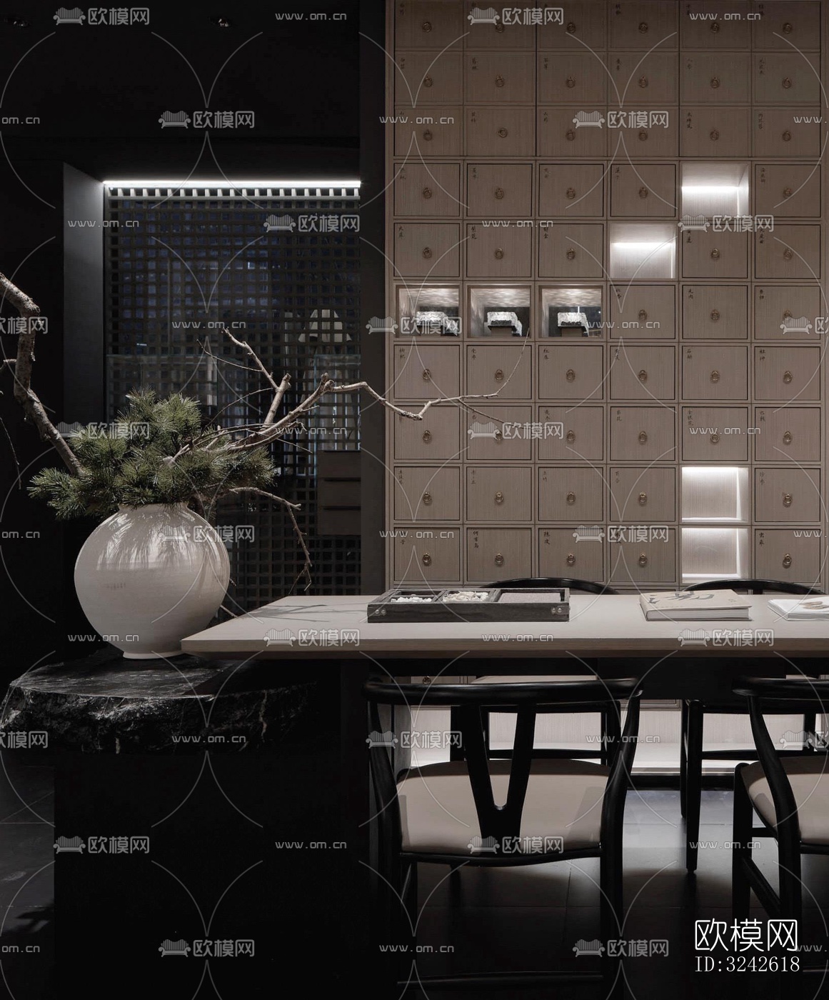 新中式中餐厅效果图下载（渲染图5）