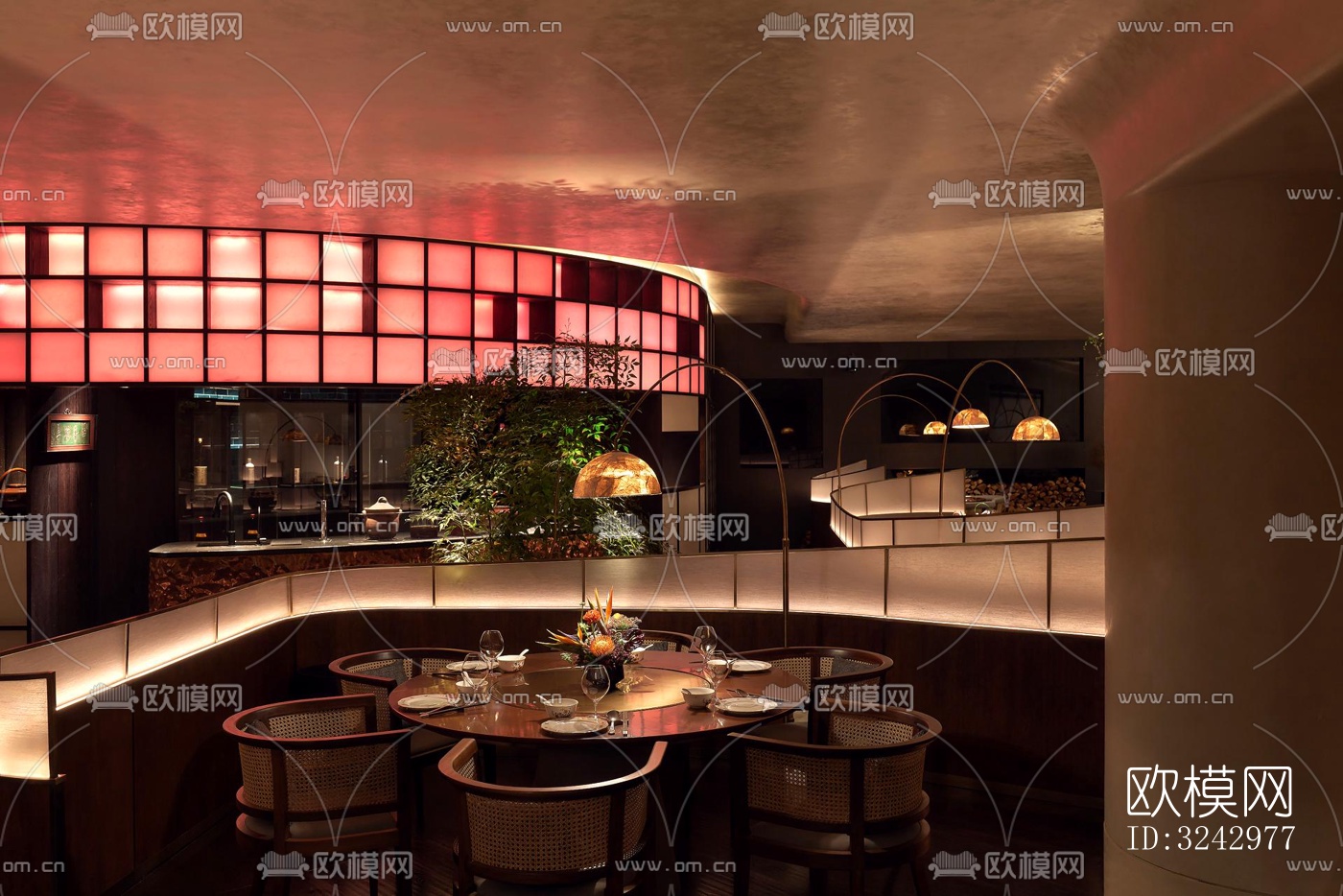 现代中餐厅效果图下载（渲染图5）
