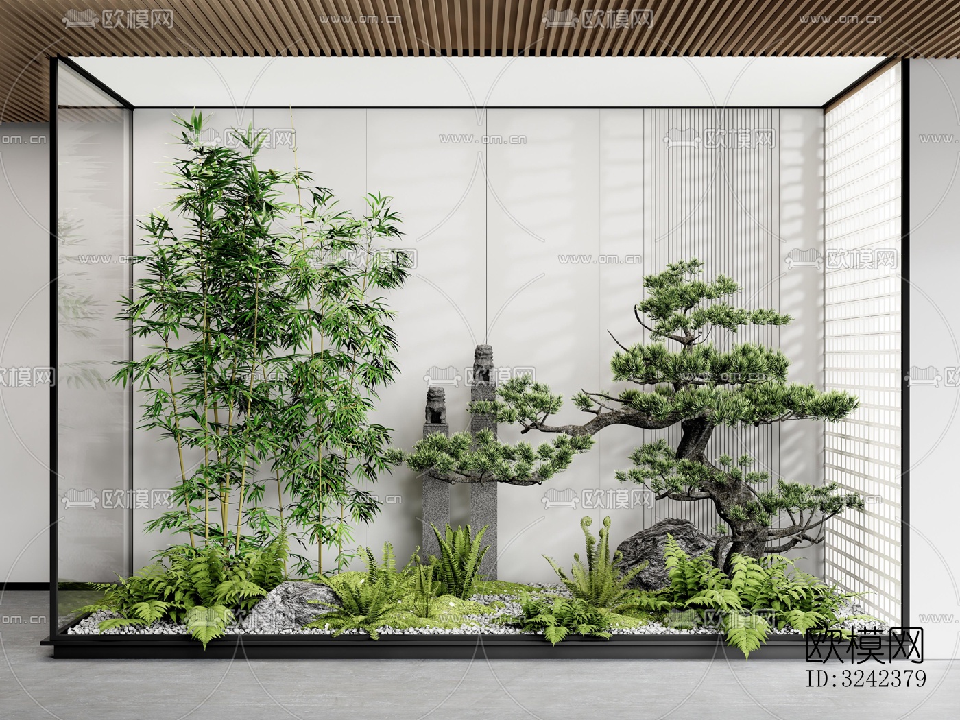 新中式玄关过道效果图下载（渲染图5）