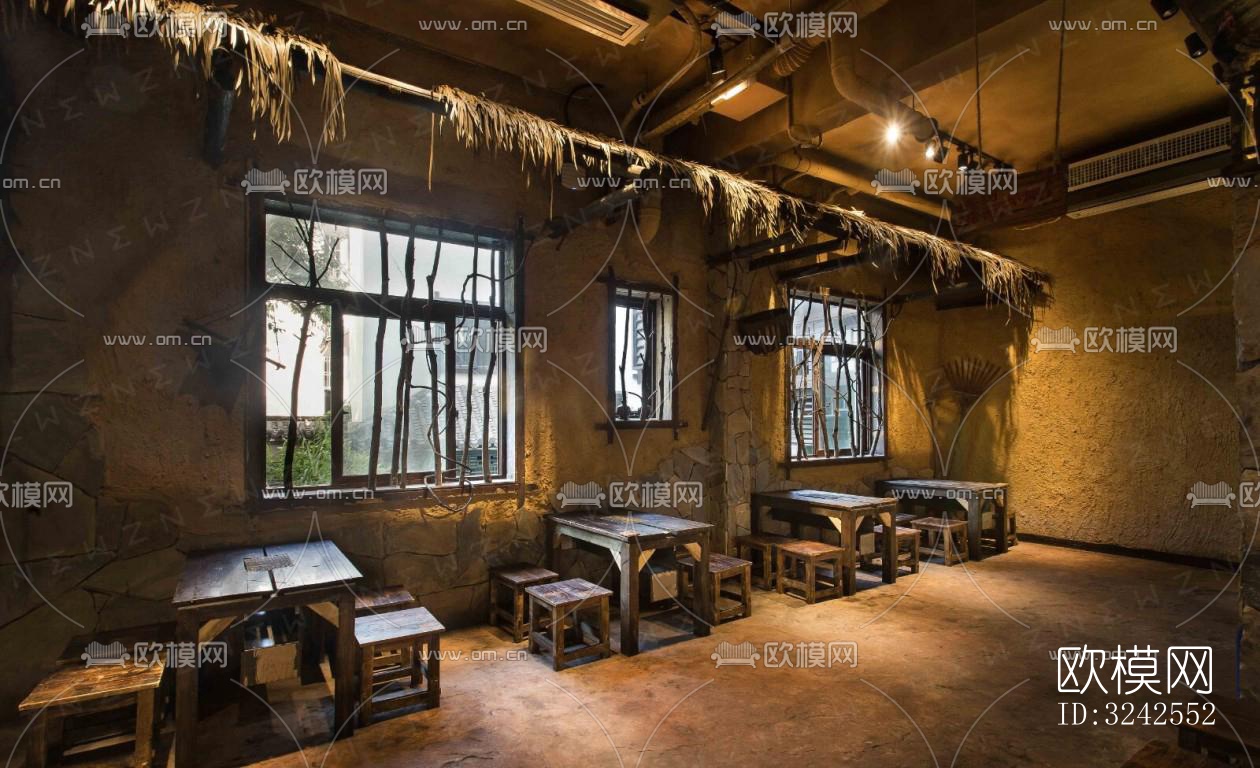 原木风中餐厅效果图下载（渲染图7）